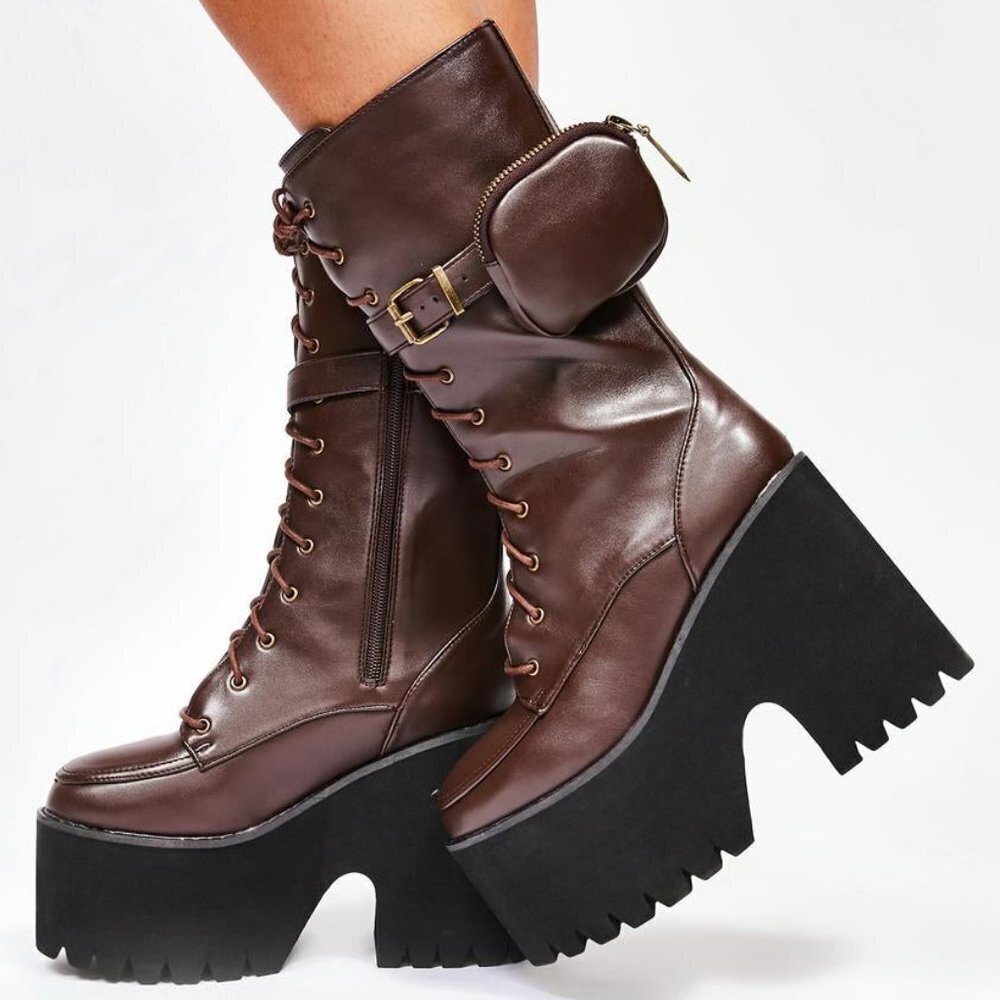 The  GRAND MOCHA  COMBAT  Pocket Platform Boots ( BRAND NEW !!! )